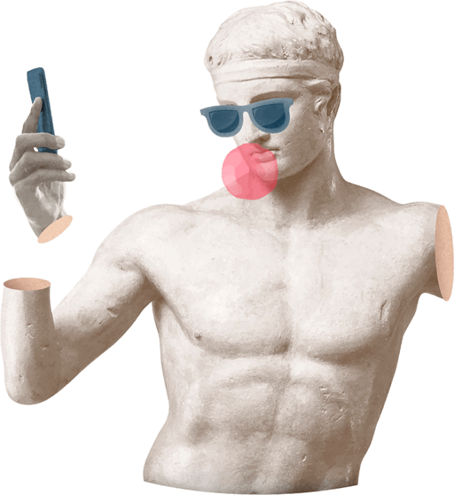 Egy Torzó Szobor "Feldíszítve"